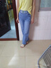 歐潤娜 高腰垂感牛仔褲女闊腿女褲寬松春秋新款直筒休閑褲顯瘦寬腿長(cháng)褲 藍色 M 27 曬單實(shí)拍圖