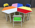 咕咕愛(ài)梯形桌彩色組合桌拼接長(cháng)條桌半圓桌輔導班培訓美術(shù)桌閱覽桌六邊桌 100*50*75單層梯形桌 曬單實(shí)拍圖