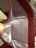 Cuud錢(qián)包女短款牛皮多功能菱格零錢(qián)包多卡位女卡包手拿七夕禮物送女友 酒紅色 曬單實(shí)拍圖