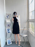 艾珠兒（Aizhuer）早秋顯瘦長(cháng)袖連衣裙女2025年春秋裝新款優(yōu)雅減齡氣質(zhì)小個(gè)子裙子女 黑色 M 曬單實(shí)拍圖