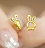中國(guó)黃金（CHINA GOLD）兔子黃金耳釘女足金耳環(huán)耳飾品七夕情人節(jié)禮物送女友老婆生日實(shí)用 [刻字]足金蘿卜兔子耳 曬單實(shí)拍圖