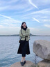 韓璐嬌（hanlujiao）秋冬連衣裙女裝2024新款小香風(fēng)綠色短款外套法式打底中長裙子套裝 外套+連衣裙 M 曬單實拍圖