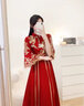 塞德勒（SAIDELE）新中式敬酒服新娘2025酒紅色冬季簡(jiǎn)約秀禾服改良旗袍出閣宴訂婚禮 曬單實(shí)拍圖