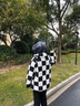 鴨鴨（YAYA）羊羔毛羽絨服女中長(zhǎng)款2023冬季新款加絨加厚外套 奶咖格 S 曬單實(shí)拍圖