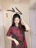 意枕上中老年重磅真絲連衣裙夏裝洋氣女?huà)寢尲臃始哟蟠a桑蠶絲過(guò)膝裙子 深灰 XL 100-110斤 曬單實(shí)拍圖