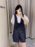 衣典零一（LEDIALYI）背帶褲套裝女2024夏季新款韓版寬松減齡T恤上衣休閑短褲子兩件套 圖片色 S（建議108斤內(nèi)） 曬單實拍圖