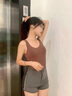 別語(yǔ)u領(lǐng)吊帶背心女內搭2026新款莫代爾緊身無(wú)袖美背設計感打底上衣 咖啡色 XL(112-125斤) 曬單實(shí)拍圖