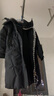 雅鹿菱格撞色拼接中長款羽絨服女士冬季可拆卸帽加厚外套 黑色 L (165) 【建議125-140斤】 曬單實拍圖