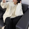 蘇彩尼毛衣外套女裝2023年秋冬季新款寬松慵懶風加厚針織開衫外套上衣服 白色 M 曬單實拍圖