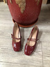 DAPHNE達芙妮單鞋女皮鞋瑪麗珍鞋粗跟新款婚鞋新娘結婚軟皮宴會(huì )鞋子新年紅品 紅色跟高4cm 37 (235mm) 標準碼 曬單實(shí)拍圖
