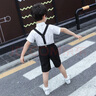 小熊精靈（xiaoxiongjingling）男童西服兒童背帶套裝夏季短袖西裝花童禮服帥氣男孩鋼琴學(xué)生主持 經(jīng)典4件套(襯衫+短褲+領(lǐng)結+背帶) 120碼(建議高110左右) 曬單實(shí)拍圖