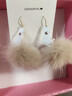 osewaya耳環(huán)可愛(ài)貓咪吊墜無(wú)耳洞耳夾女秋冬氣質(zhì)毛球高級感耳飾品 白貓耳環(huán) 曬單實(shí)拍圖