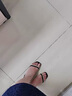淺町牛皮一字帶涼鞋女夏季時(shí)尚復(fù)古低跟露趾女鞋中跟羅馬鞋女配裙子鞋 米白 37 曬單實(shí)拍圖