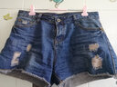 丹仔破洞牛仔短褲女夏新款熱褲寬松百搭毛邊韓版顯瘦a字闊腿短褲 6001深藍色 31 曬單實(shí)拍圖