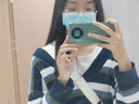 亞永凌ins復(fù)古學(xué)院風(fēng)慵懶風(fēng)套頭時(shí)尚毛衣女秋冬寬松外穿厚實(shí)條紋針織衫 M50藍(lán)色主圖款 L 建議-120斤 曬單實(shí)拍圖