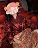 維尼瑪希（VeniMasee）婚禮晨袍女新娘結(jié)婚睡衣睡袍吊帶兩件薄款伴娘服睡裙家居服冰絲夏 酒紅色 XL碼【建議體重120-140斤】 曬單實拍圖