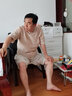 洛夫倫純色亞麻短袖t恤男士夏薄款寬松中國風(fēng)男裝半袖冰感透氣棉麻上衣 亞麻黃 3XL 曬單實拍圖