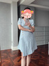Sellynear孕婦連衣裙夏季新款A(yù)字版型大碼顯瘦裙子孕媽哺乳裙短袖通勤外穿 藍(lán)色 L 曬單實(shí)拍圖