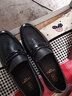軒威斯（xuanweisi）男士休閑皮鞋男真皮透氣英倫尖頭小皮鞋男軟底夏季一腳蹬樂(lè )福鞋男 黑色 40 曬單實(shí)拍圖