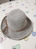 MISMEMO草帽女夏天太陽(yáng)帽大沿可折疊卷邊遮陽(yáng)帽出游沙灘帽簡(jiǎn)約蝴蝶結休閑草編涼帽鏤空鉤針漁夫帽子 肉粉色 曬單實(shí)拍圖