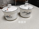 紅牡丹 骨瓷隔水燉盅陶瓷帶蓋碗單人燕窩純白湯盅家用吃飯蒸蛋蠱 江山如畫(huà)燉盅單個(gè)裝300ml 曬單實(shí)拍圖