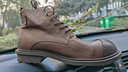 羚步 大頭馬丁靴男真皮復古男靴子男皮鞋高幫潮流短靴日系補丁工裝靴男 咖啡色 43 曬單實(shí)拍圖