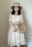 費雪（Fisher-Price）美國費雪孕婦夏季連衣裙子小清新大碼寬松孕婦裝碎花夏天外出夏裝 黃花連衣裙+膚色安全褲 M 曬單實拍圖