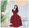 塞德勒（SAIDELE）敬酒服新娘2025新款結(jié)婚酒紅色夏季訂婚禮服小個子平時可穿連衣裙 酒紅色中長款 XL (建議116-125斤) 曬單實拍圖