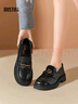 大東樂(lè )福鞋2025春秋新款英倫風(fēng)小皮鞋厚底增高甜美愛(ài)心一腳蹬0003 黑色 37 曬單實(shí)拍圖