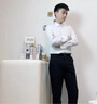 長袖襯衫男純色職場商務休閑職業(yè)正裝男士婚禮伴郎襯衣簡約上衣服 黑色加絨 XL 曬單實拍圖