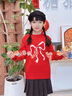 巴拉巴拉童裝女童毛衣兒童毛衫春裝冬裝紅色洋氣針織衫拜年服 紅白色調00461 140 曬單實(shí)拍圖