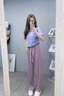 梓洛蘭ZiLuolan多巴胺套裝女2025秋季新款大碼穿搭顯瘦休閑吊帶防曬襯衫 防曬襯衫+吊帶+紫色闊腿褲 XL 建議120-140斤 曬單實(shí)拍圖