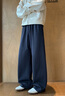 杜小閑藏青色馬吉拉彎刀褲子男春秋季潮牌垂感闊腿美式休閑運動(dòng)直筒衛褲 藏青色 XL [推薦120-140斤] 曬單實(shí)拍圖