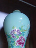 伯莎丹頓（BERTHA DENTON）景德鎮(zhèn)陶瓷器牡丹描金邊花瓶插花擺件客廳新中式粉彩美人瓶裝飾品 青色 曬單實(shí)拍圖