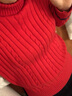 東方鴨羊毛衫高領(lǐng)拼接毛衣女秋冬加厚大尺碼寬松套頭內搭2023新款慵 紅色-高品質(zhì)濮院加厚羊駝絨面料 L 建議110-125斤 曬單實(shí)拍圖