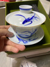 景德鎮(zhèn)陶瓷釉下茶具整套手繪青花君子蘭泡茶蓋碗茶杯功夫茶具套裝高端禮 手繪青花君子蘭蓋碗 曬單實(shí)拍圖