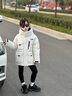 雅鹿痞帥工裝兒童羽絨服男童女童中長款2025新款大童冬季加厚外套 米白色 130 曬單實拍圖