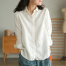 安婭詩(shī)長(cháng)袖襯衫女秋季文藝范簡(jiǎn)約百搭亞麻襯衣女寬松純色內搭打底上衣 白色 L 曬單實(shí)拍圖