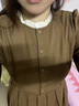 茵曼（INMAN）壓褶連衣裙春秋女新品美拉德立領(lǐng)燈籠袖中長(cháng)款裙 深卡其 L 曬單實(shí)拍圖