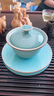 季慕家龍泉青瓷高端茶具藍冰生蓋碗冰裂紋三才碗泡茶碗天青色開(kāi)片可養 龍泉青瓷冰裂紋 曬單實(shí)拍圖