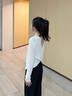 孔鈺 新款美背瑜伽服罩衫垂順速干T恤寬松顯瘦運動(dòng)長(cháng)袖普拉提上衣 白色 S 曬單實(shí)拍圖