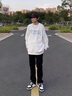 衣然呈品牛仔褲男秋季新款青春美式潮流拉鏈開(kāi)叉設計時(shí)尚寬松直筒長(cháng)褲子男 黑色 XL【建議115-140斤】 曬單實(shí)拍圖