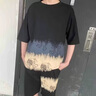 gxmy短袖t恤套裝男士新款日版潮牌印花體恤夏季一套休閑運(yùn)動(dòng)衣服夏裝 黑色 【短袖+短褲】 S 【70-85斤】 曬單實(shí)拍圖