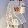 PMOG新款圓領(lǐng)長(zhǎng)袖T恤女學(xué)生韓版寬松白色上衣中長(zhǎng)款薄款打底衫上衣服 #ORANGE橘子 L [建議106斤-125斤] 曬單實(shí)拍圖