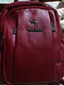 花跡（HUAJI）真牛皮女士雙肩背包包韓版新款潮百搭時(shí)尚軟皮女神節旅行包 紅色 曬單實(shí)拍圖