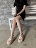 達芙妮（DAPHNE）涼鞋女厚底松糕底女生學(xué)生夏季新款百搭戶(hù)外外穿平底涼拖鞋 米色-156 35 標準碼 曬單實(shí)拍圖