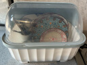 品喻（PINYU）【大号】碗筷收纳盒 碗柜沥水碗架带盖碗筷餐具收纳盒放碗碟架 蓝 实拍图