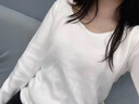 樂卡利德絨打底衫女秋冬季加絨內搭方領低領正肩保暖衣上衣毛衣長袖T恤 德絨打底衫【白XL  120斤內】 曬單實拍圖