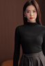 俞兆林半高領(lǐng)德絨打底衫女磨毛加絨加厚女士保暖內(nèi)搭秋冬上衣洋氣 曬單實拍圖