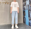 NASA URBAN夏季牛仔褲男時尚九分男直筒休閑褲子潮流百搭夏天闊腿牛仔褲男裝 617淺藍 XL (建議體重140-155斤) 曬單實拍圖